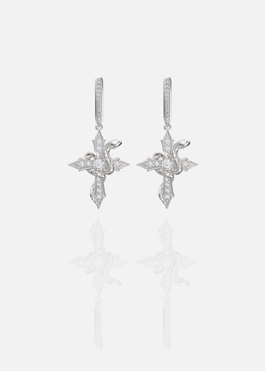 Asclepius CrossHoop Earrings