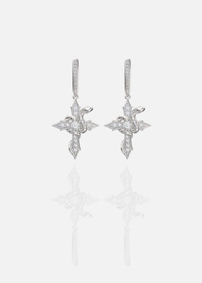 Asclepius CrossHoop Earrings
